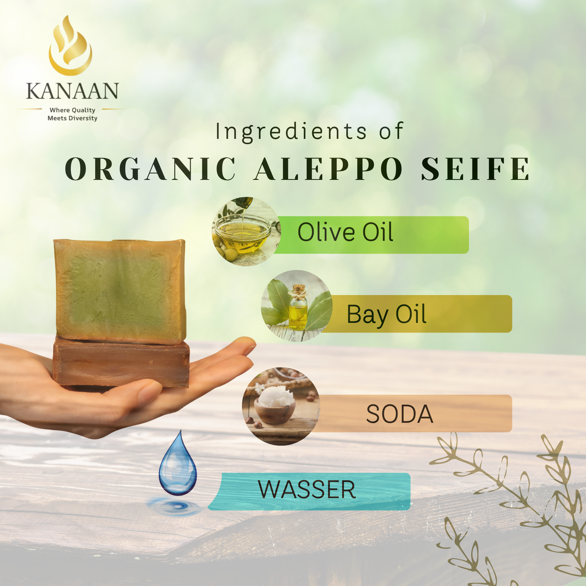Kanaan Aleppo Soap – 2 Piece with Loofah (40% Laurel Oil, 60% Olive Oil, 200g)