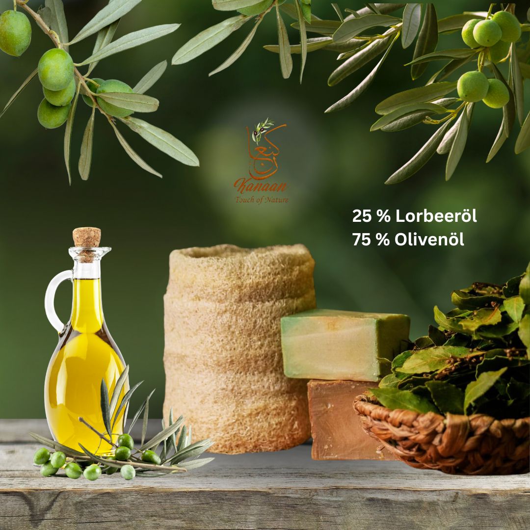 Kanaan Aleppo Soap – Pack of 2 with Loofah (25% Laurel Oil, 75% Olive Oil, 400g)